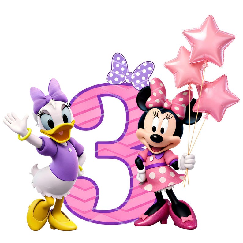 3rd Birthday Princess PNG, Minnie Mouse & Daisy Duck, Shirt Design (Digital Download) image 1