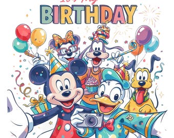 PNG de amigos de cumpleaños, diseño de celebración de fiesta de dibujos animados, gráfico divertido de cumpleaños, descarga digital instantánea.