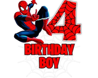 Spider Hero 4th Birthday Boy PNG - Comic Iron On Transfer (Digital Download)