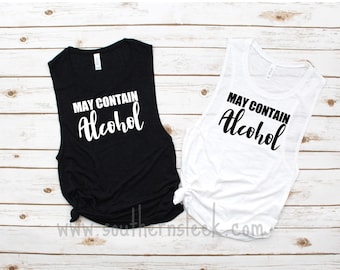 May Contain Wine Tank Top Women Funny Graphic Drinking Shirt Summer Sleeveless Tee Tops