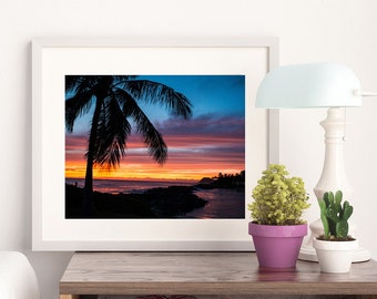 Oahu Hawaii Sunset Art Print - Hawaii Photography Print - Nature Ocean Sunset Canvas Wall Art