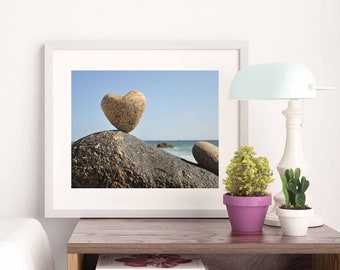 Unique Nature Wall Art Gift - Heart Shaped Rock Photo Print - Beach Heart in Nature Art - Heart Valentine Gift for Him Her