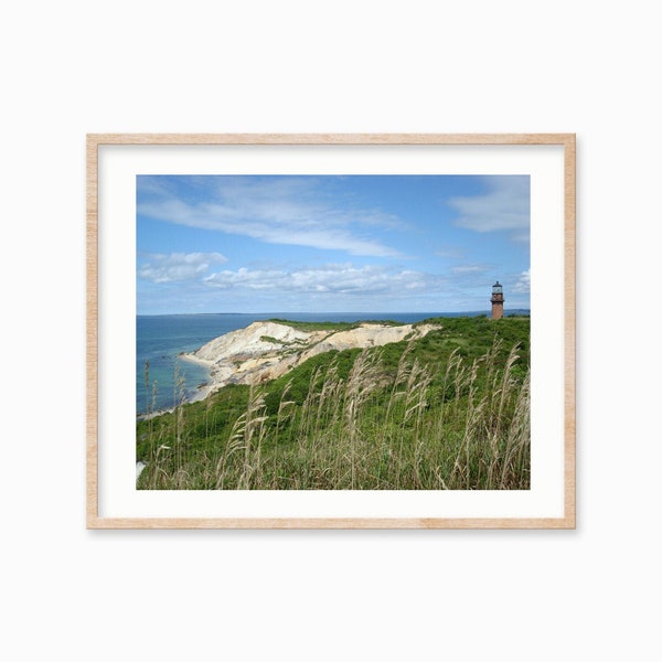 Aquinnah Lighthouse Photo - Martha's Vineyard Photography Print Nature - Gay Head Cliffs Beach - Ocean Wall Art