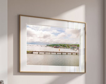 Belfast Maine Wall Art Print - Armitice Footbridge Photo - Aerial Maine Photography Print Ocean