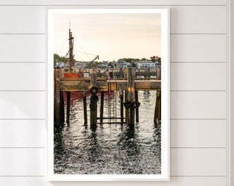 Provincetown Harbor Photography Print - Cape Cod Photography Sunset - Warm Earth Tone Ocean Art - Nautical Wall Art