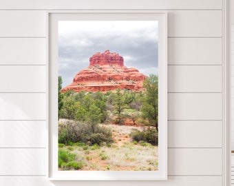 Bell Rock Sedona Photograph - Vertical Red Rock Landscape Photography Print Nature - Arizona Desert Wall Art
