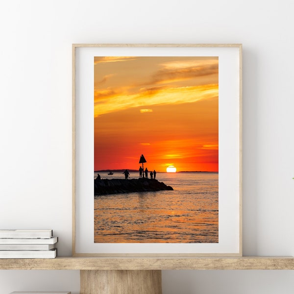 Menemsha Sunset Picture - Martha’s Vineyard Sunset Photography Print - Colorful Ocean Sunset Photo Wall Artwork