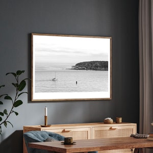 Maine Wall Art - Etsy Minimalist Ocean Art - Black and White Nature Photography Print - Monroe Island Maine Wall Art