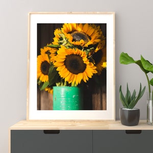 Sunflower Wall Art - Rustic Farmhouse Wall Decor - Yellow Flower Picture - Sunflower Photography Print
