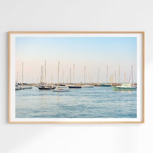 Vineyard Haven Sailboats Print - Large Sailboats Photo Framed - Sunset Boats on Canvas Art Gift - Martha&#39;s Vineyard Photography Print