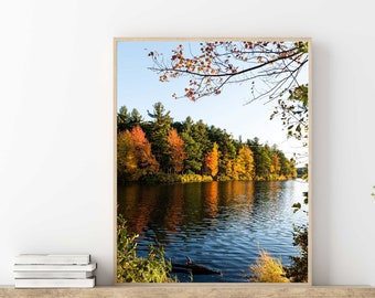 Scenic Lake Photo Wall Art Autumn - Fall Art Print - Natural Nature New England Landscape Photography Print