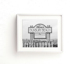 Duxbury Beach Park Sign Print - Etsy Black and White Fine Art Photography - Duxbury Massachusetts Beach Photo