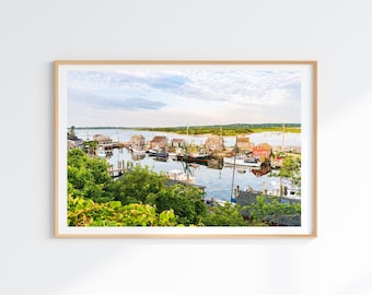 Aerial Menemsha Fishing Village Photography Print, Martha’s Vineyard Art, Lobster Fishermen Shacks Photo