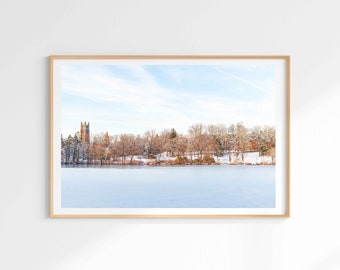 Wellesley College Print - Winter Landscape Photography Canvas - Wintery Scene Picture - Snowy Trees Photo Framed Wall Art