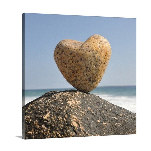 Beach Heart Canvas Art - Heart Rock Photo On Canvas Print - Heart in Nature Canvas - Heart Wall Art - Gift For Her or Him