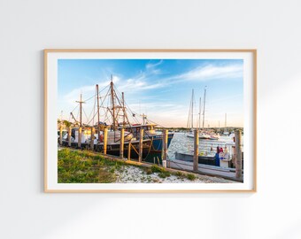 Menemsha Harbor Print, Martha's Vineyard Photography Golden Hour, Nautical Home Decor