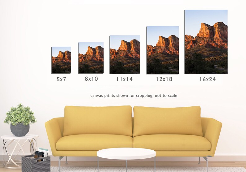 Sedona Canvas Desert Landscape Photography Wall Art Courthouse Butte Canvas Wall Decor Arizona Sunset Wall Art for Living Room image 7