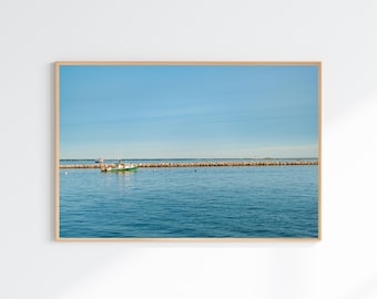 Provincetown Harbor Jetty Photo, Cape Cod Ocean Landscape Photography Print, Coastal New England