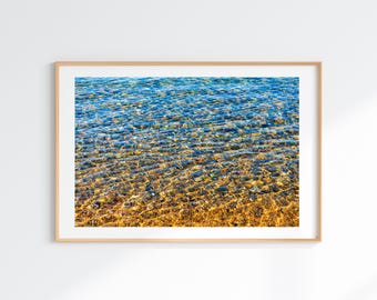 Ocean Kaleidoscope Photography Print, Sunlit Water Ripple Reflections Fine Art Print