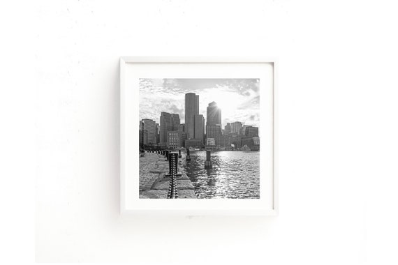 Boston Skyline Photography Print, Long Wharf, Financial District Wall Art