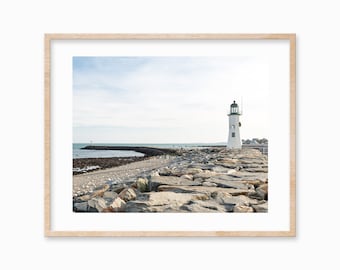 Scituate Lighthouse Photography Print, Coastal Massachusetts Wall Art