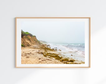 Stormy Waves Beach Art, Squibnocket Beach Print Sea Mist, Martha's Vineyard Photography, Ocean Home Decor
