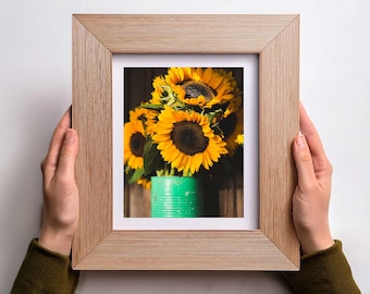 Rustic Sunflower Wall Art, Farmhouse Kitchen Decor, Vertical Flower Photography Print
