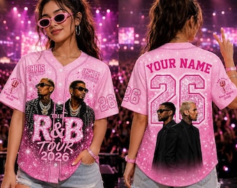 Chris Brown Usher Inspired Concert Shirt, Custom R&B Tour 2026 Baseball Jersey,  Personalized Name Number Jersey, RnB Music Fan Gift