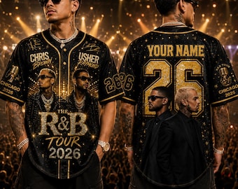 Custom R&B Tour 2026 Baseball Jersey, Chris Brown Usher Inspired Concert Shirt, Personalized Name Number Jersey, RnB Music Fan Gift