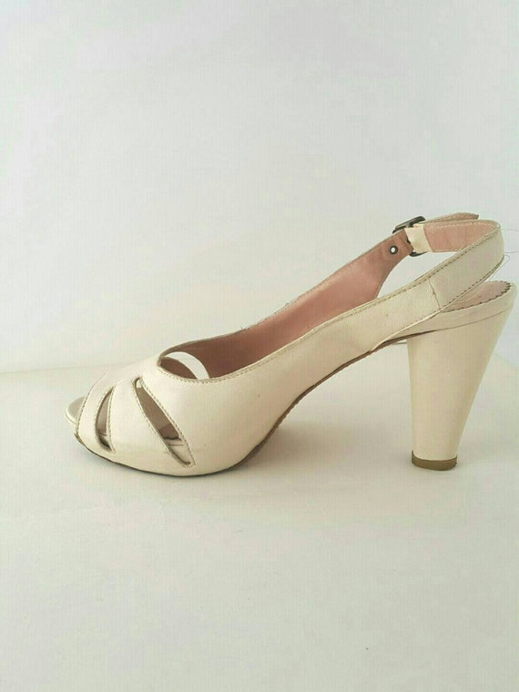 Cream Tone Genuine Leather High Heels With Platform Light Etsy