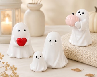 Figura de fantasma de Halloween, linda decoración de fantasma de calabaza, mini adorno de mesa, decoración de escritorio espeluznante y linda, regalo de Halloween