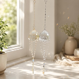 Lámpara colgante de cristal, prisma de ventana arcoíris, decoración colgante de cristal, regalo para ella. imagen 11