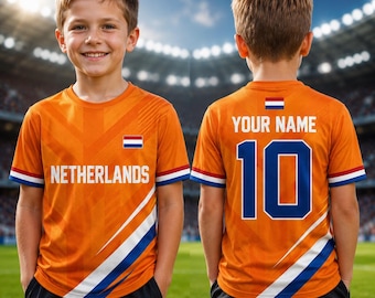 Personalisiertes niederländisches Fußball-Trikot, personalisiertes holländisches Trikot, personalisiertes Fußball-Hemd, 2026 Fußball-Hemd, Kinder-Fußball-Hemd