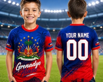Kundenspezifisches Haiti-Fußballtrikot, personalisiertes Haiti-Hemd, benutzerdefinierte Name Fußball-Hemd, 2026 Fußball-Hemd, Kinder Fußball-Hemd