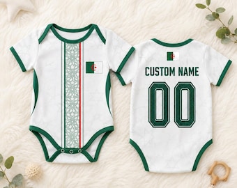 Personalized Algeria Baby Bodysuit, Custom Name Algerian Onesie, Algeria Flag Baby Outfit, Baby Gift