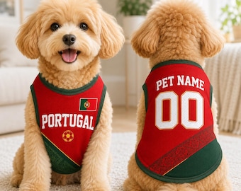 Personalized Portugal Pet Soccer Jersey, Custom Dog Football Shirt, Cat Sports Jersey, Portugal Pet Outfit, Fan Gift