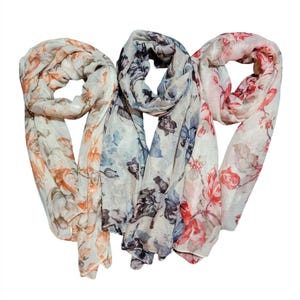 Scarves with Colorfull Flowers.