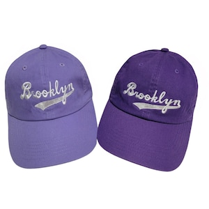Brooklyn Dodgers Adults and Youth Purple and Lavender Baseball Hats.