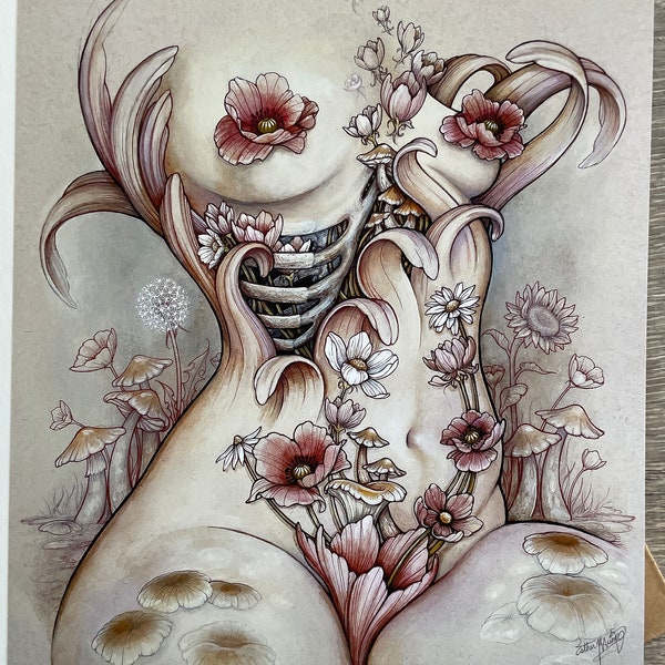 Floral Bones 8x10” signed print on matte paper