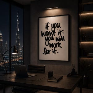 Affiche de motivation, Décoration murale pour la réussite, Citation inspirante sur le travail acharné, Décoration axée sur la productivité, Art pour la définition d'objectifs, Motivation au bureau