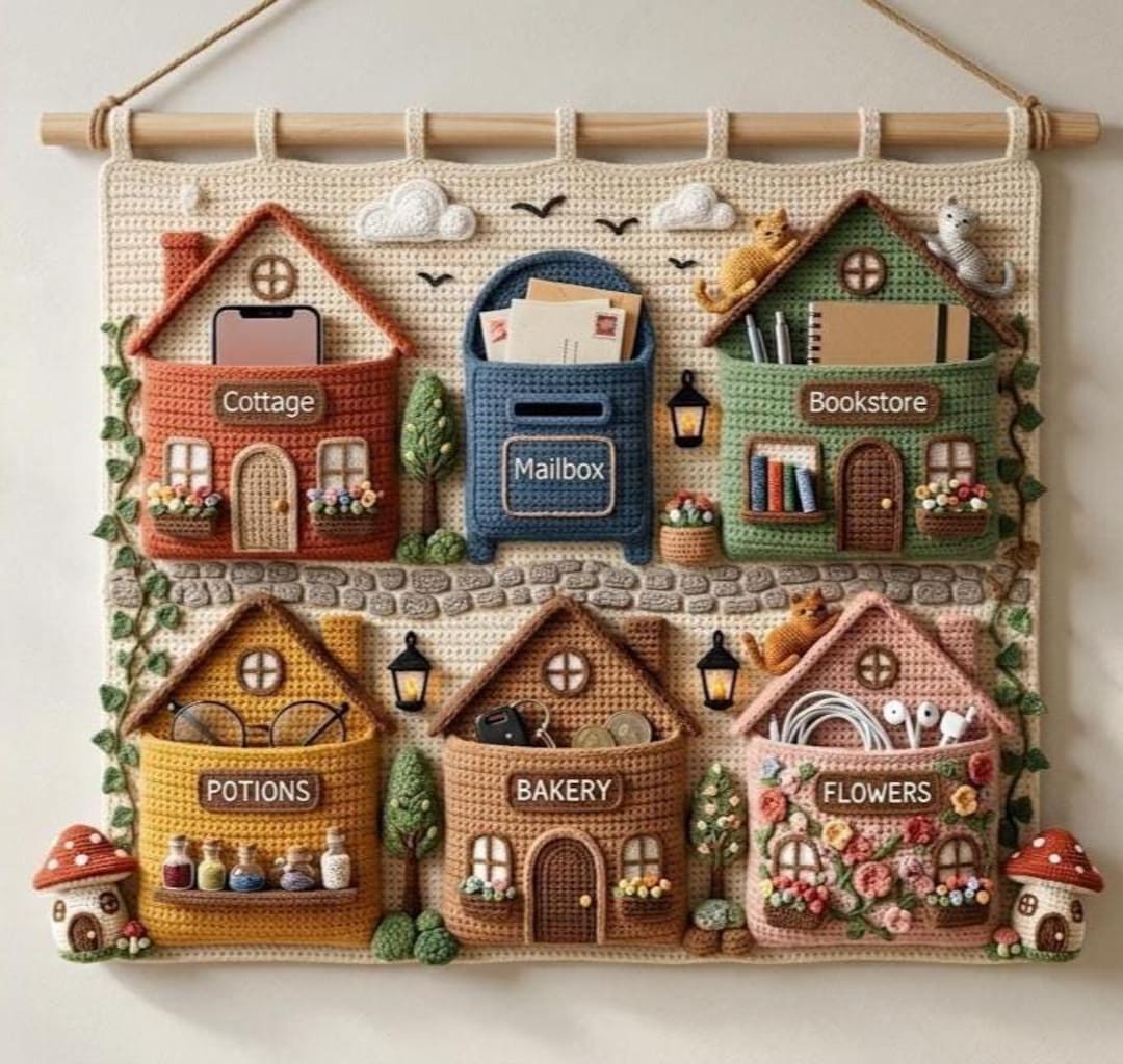 6 Pocket Wall Organizer Crochet Pattern PDF| Hanging Storage Pocket ...