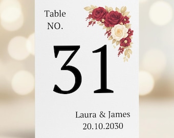 Wedding Table Number Cards, Editable Canva Template, Minimalist Table Cards, Digital Printable Seating Table Numbers