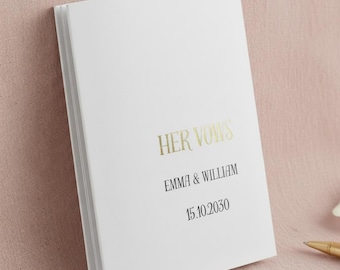 彼と彼女の結婚誓約書テンプレート、ミニマルな誓約書セット、編集可能なCanva誓約カード、印刷可能な誓約書、デジタルダウンロード