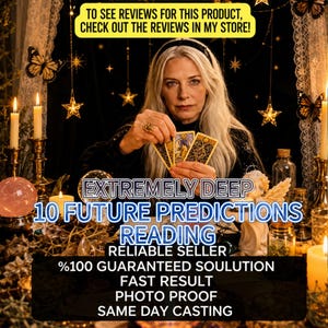 Könnte beinhalten: Eine Person hält drei Tarotkarten mit goldenen und schwarzen Mustern. Der Text lautet: TO SEE REVIEWS FOR THIS PRODUCT, CHECK OUT THE REVIEWS IN MY STORE! EXTREMELY DEEP 10 FUTURE PREDICTIONS READING RELIABLE SELLER %100 GUARANTEED SOULUTION FAST RESULT PHOTO PROOF SAME DAY CASTING.