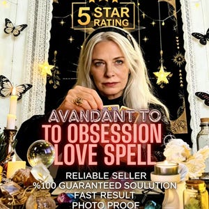 Könnte beinhalten: Eine Person mit langem blondem Haar, schwarzem Stirnband und goldenem Ring hält eine Tarotkarte. Das Bild enthält den Text 5 STAR RATING, AVANDANT TO TO OBSESSION LOVE SPELL, RELIABLE SELLER, %100 GUARANTEED SOULUTION, FAST RESULT, PHOTO PROOF, SAME DAY CASTING.