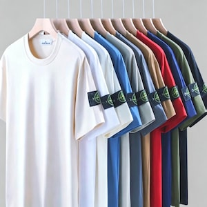 Men's STONE ISLAND T-Shirt Polo Shirt | Short Sleeve Casual Top with Ribbed Collar & Compass Patch