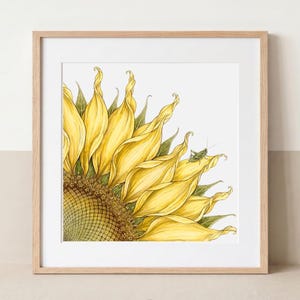 Zonnebloem en sprinkhaan | Archiefwaardige kunstprint