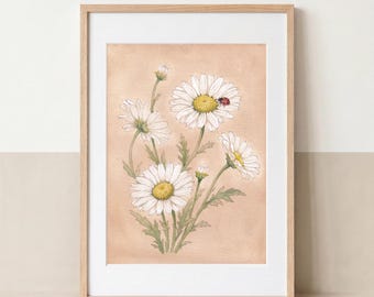 Gänseblümchen & Marienkäfer | Hochwertiger Kunstdruck