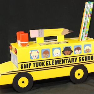 School Supply Bus Printable Pattern | Teacher gift | Classroom decor | Pencil Holders |