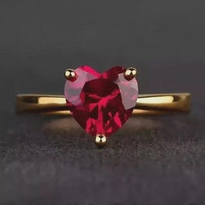 2.00Ct Heart Shape Natural Ruby Women's Wedding Engagement Heart Ring 14K Solid Yellow Gold